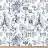 Printed Viscose BAGUETTE White / Blue